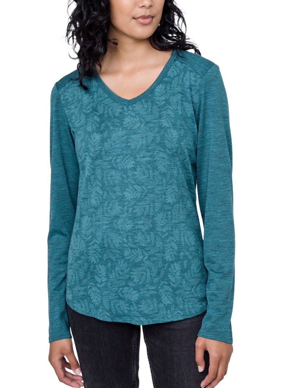 Segments Women’s Teal 100% Merino Wool Long Sleeve Pattern Top Large
